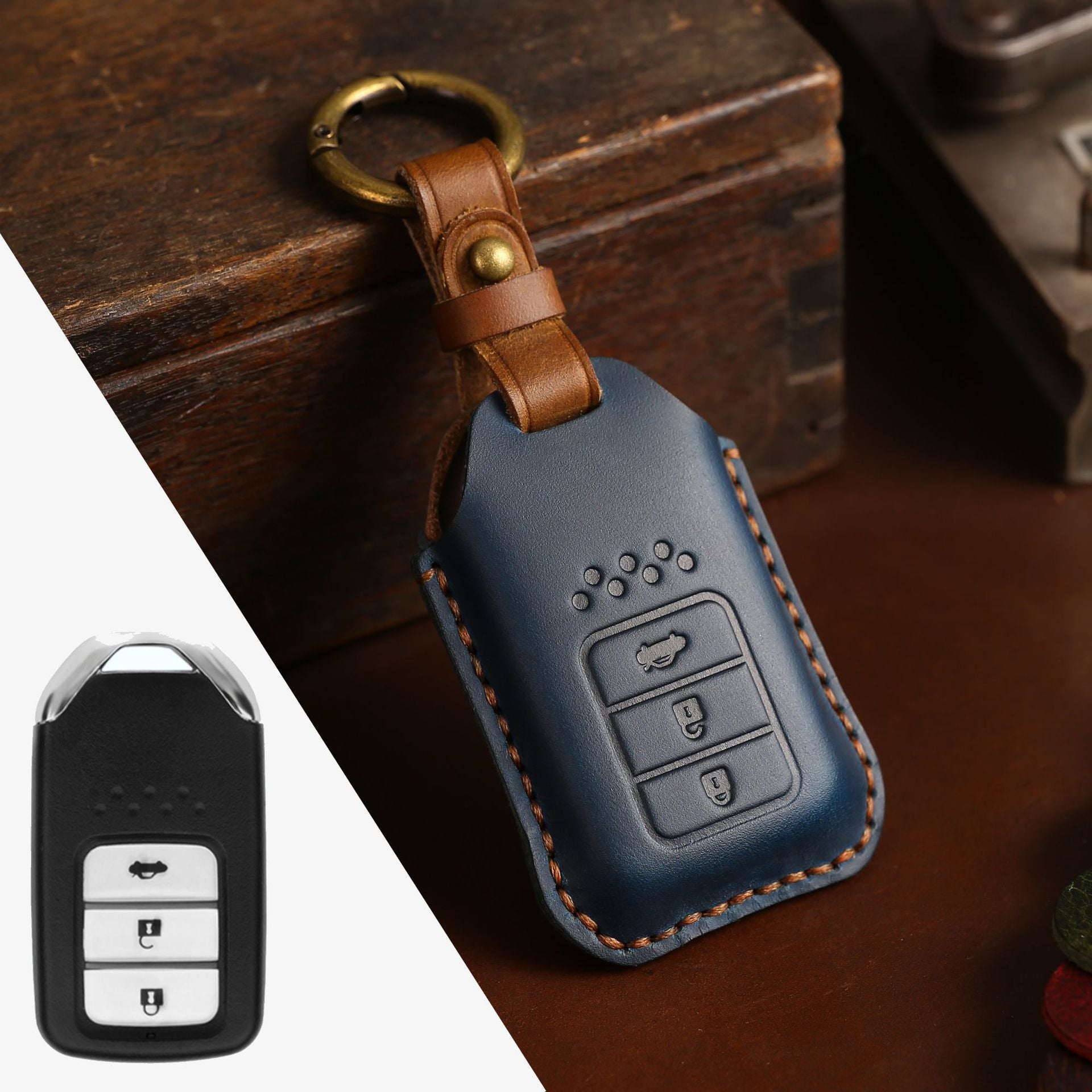 Coque de clé de voiture en cuir complet