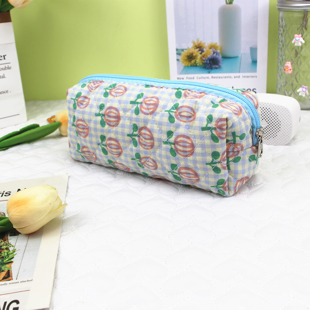 Sac d'organisateur de maquillage de grande capacité brodé en coton