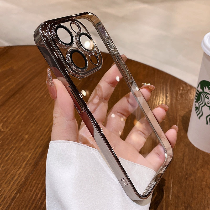 TPU transparent électroplastique tout compris livré avec boîtier de téléphone protège-objectif
