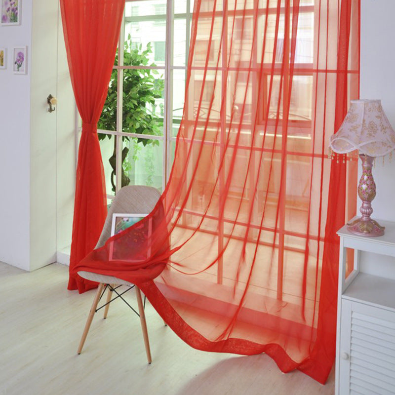 Solid Color Glass Mesh Rideaux Couleur transparente Rideau prêt à l'emploi sans punch