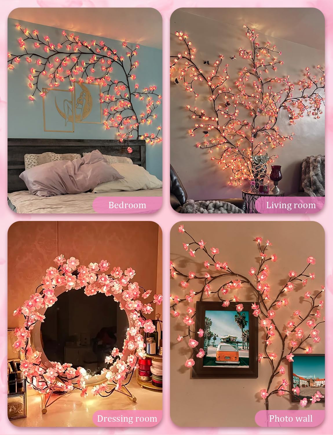 Cerise LED arbre lumières de branche pour le mur