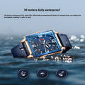 Lumineux homme Waterproof Square Multi-fonction Chronographe Calendrier Montre en cuir