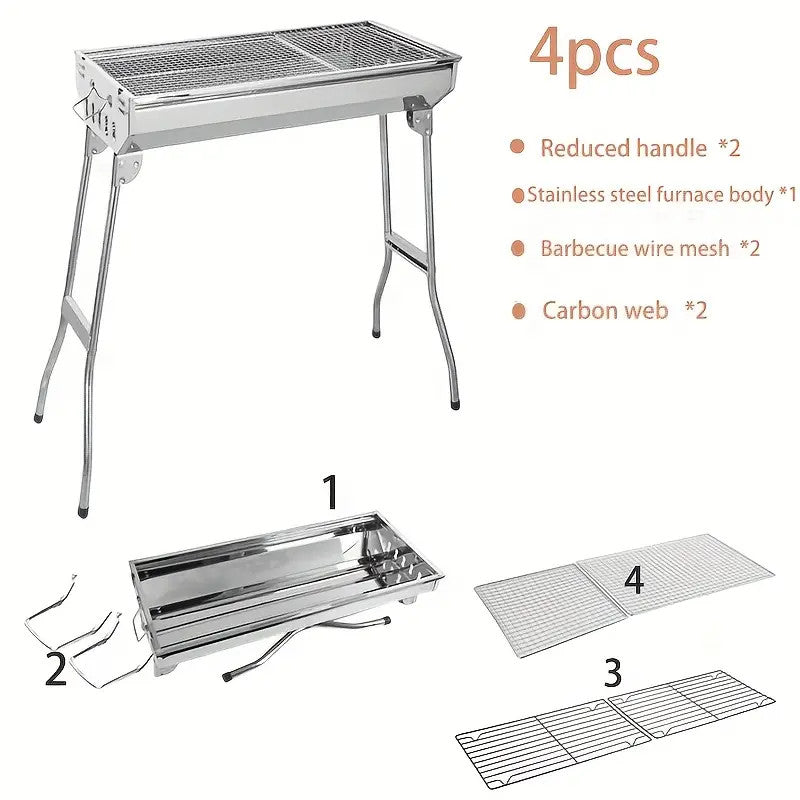 BBQ pliant Barbecue Barbecue Grill Acier Inox Jardin Pique-nique Camping Poêle