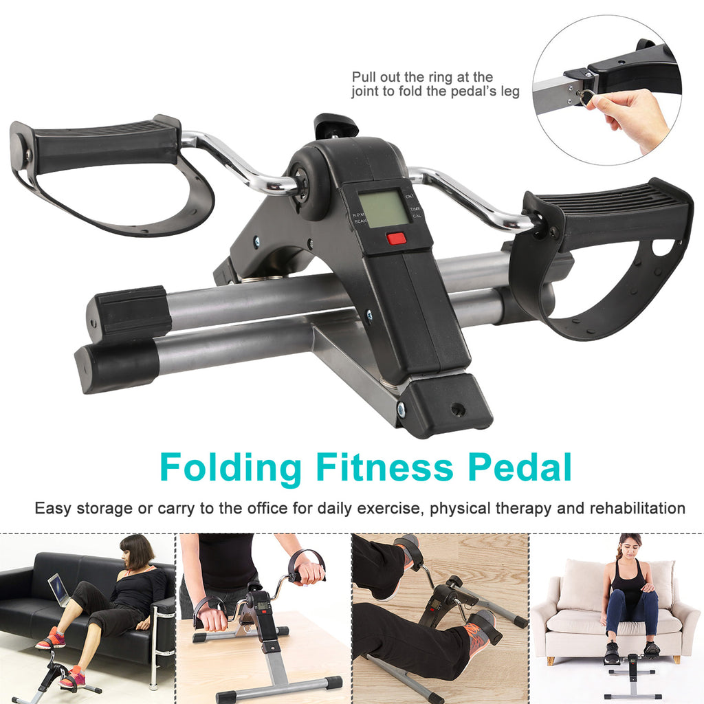 1Pc Foldable Exercise Bike Pedal Fitness Exercise Cycle Bicycle LCD Display Mini Pedal Exerciser