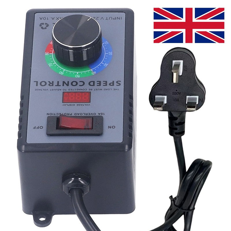 Contrôleur de vitesse de moteur S Sorcellerie AC 220V-240V Affichage de tension en temps réel Plug UK