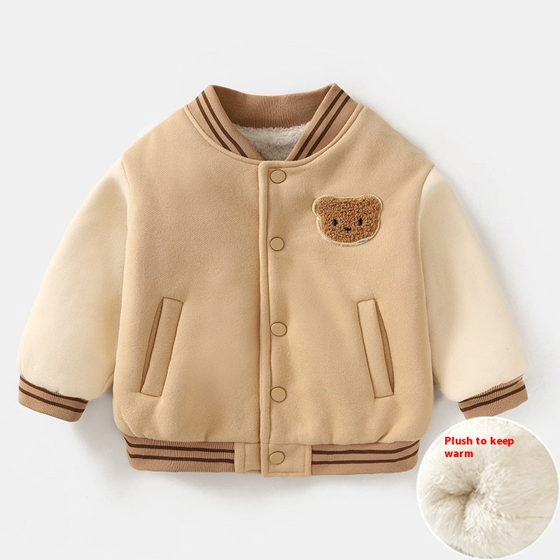 Manteau de baseball uniforme en coton doublé de polaire