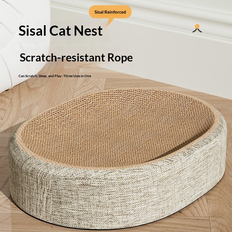 Poste de raclage tissé et lit de chat ovale dans un