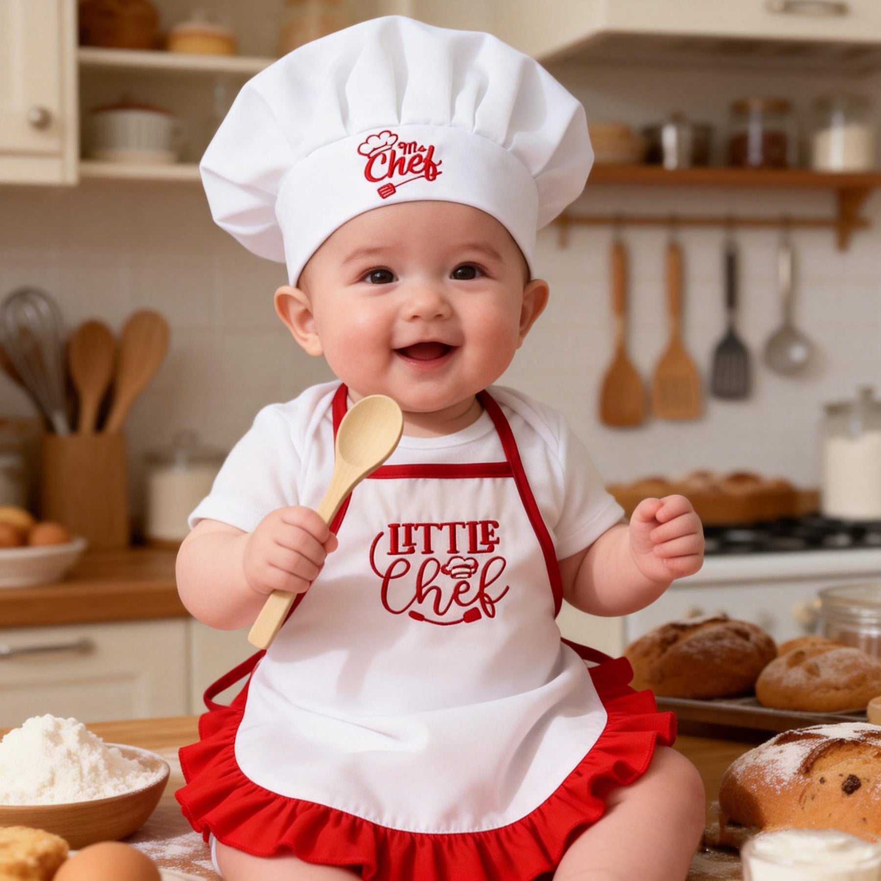 Bébé de 1 mois Photo Outfit Chapeau haut en dentelle Broderie petit chef costume