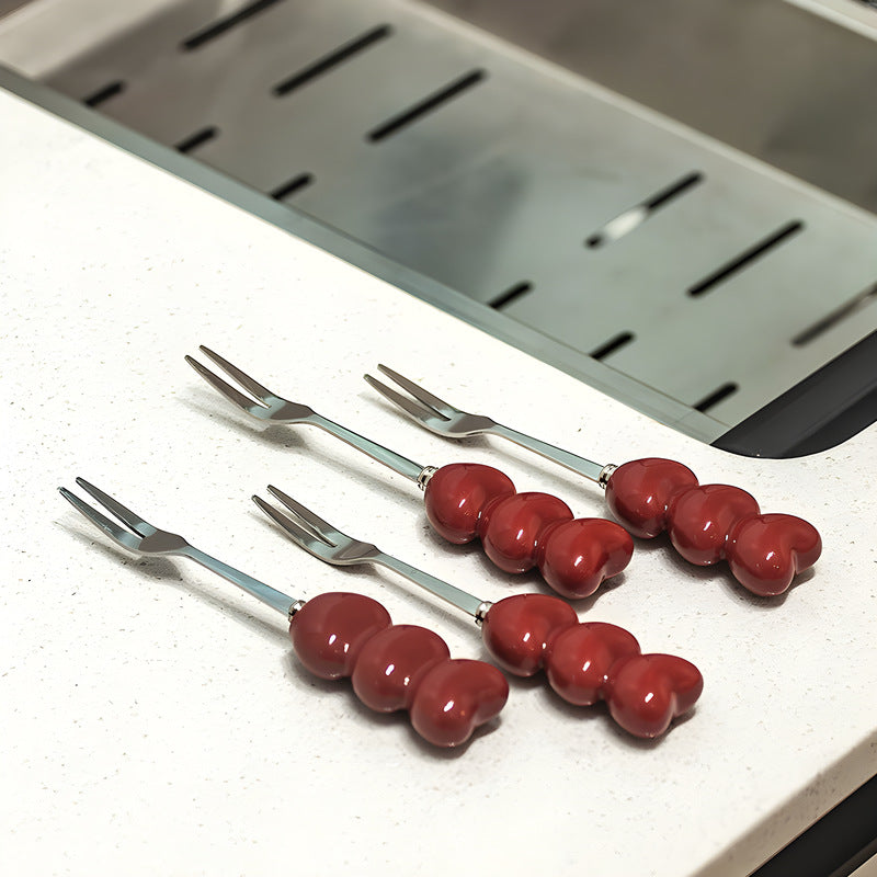 Creative Ceramic Storage Tank Small Stainless Steel Fork Set