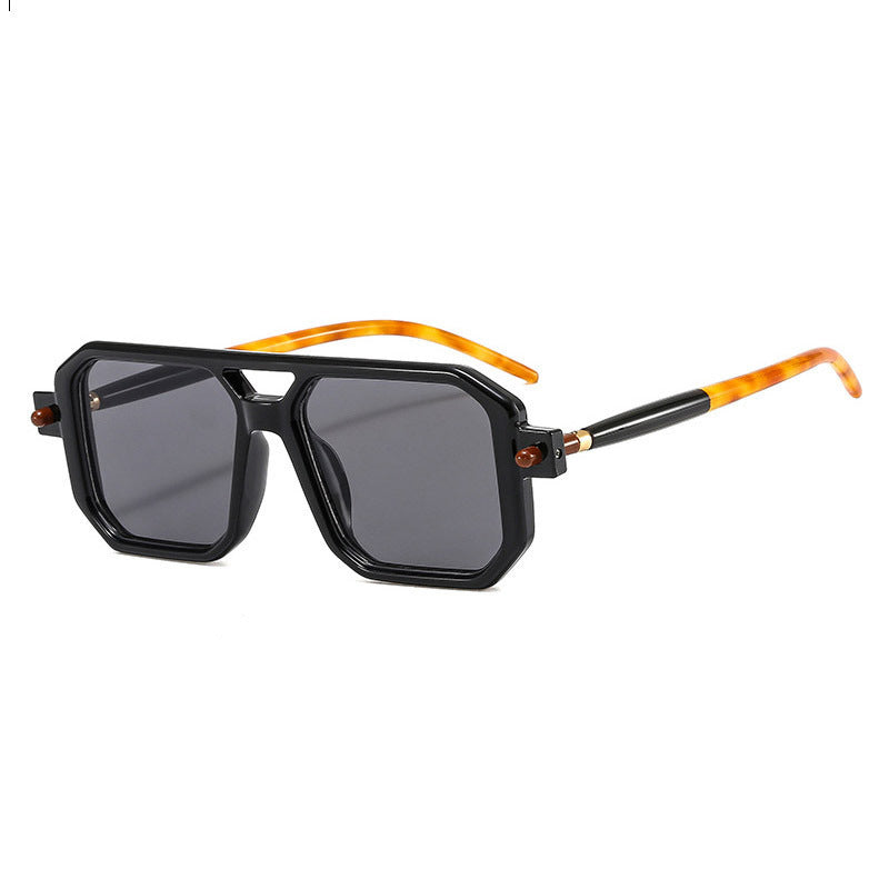 Lunettes de soleil à double pont Square-frame de style Street avec un Premium