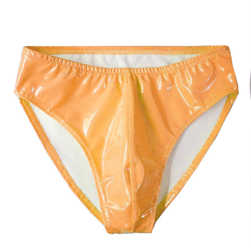 Sous-vêtements sexy en cuir anti-exposition PU brillant pour hommes