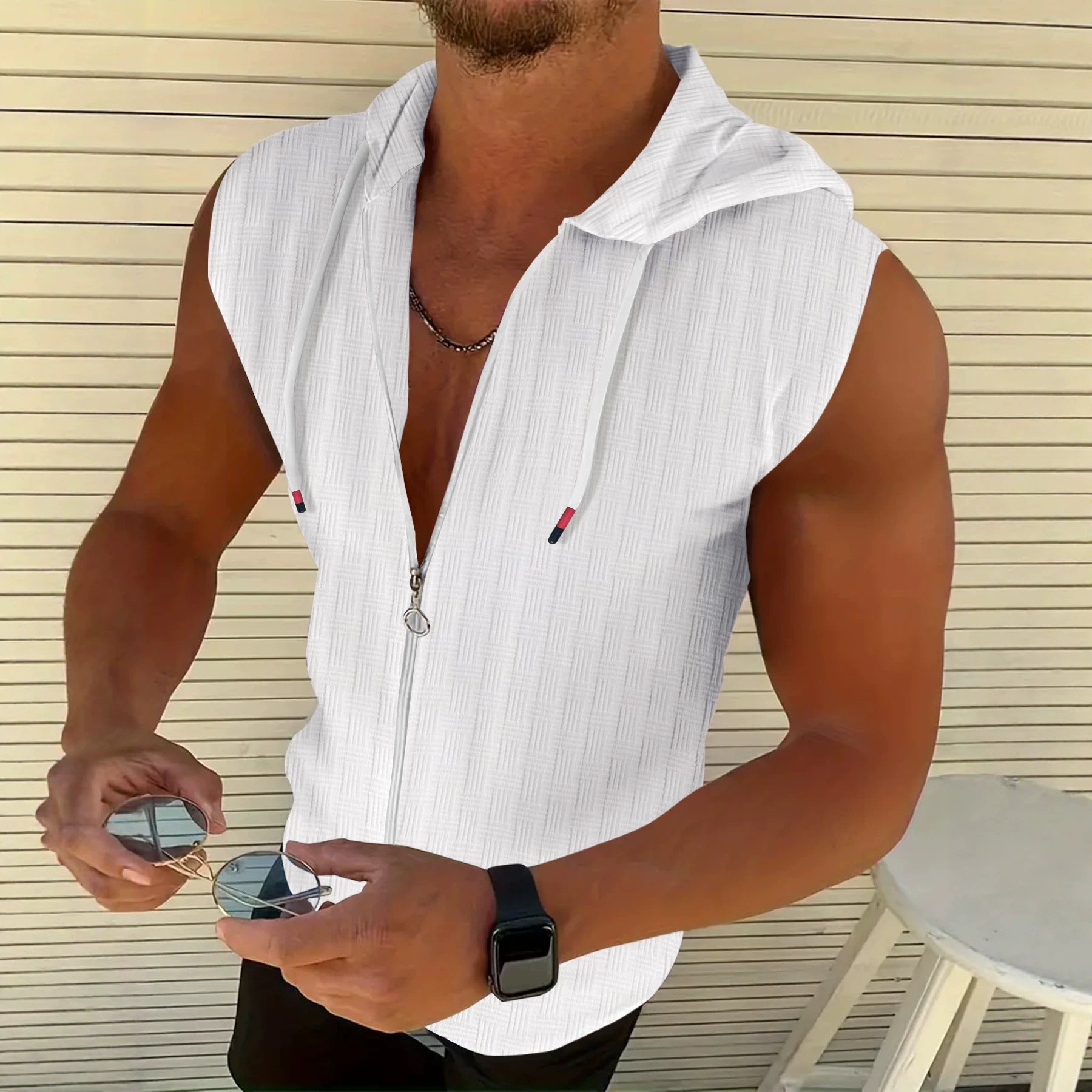 Cardigan zippé sans manches élégant pour hommes