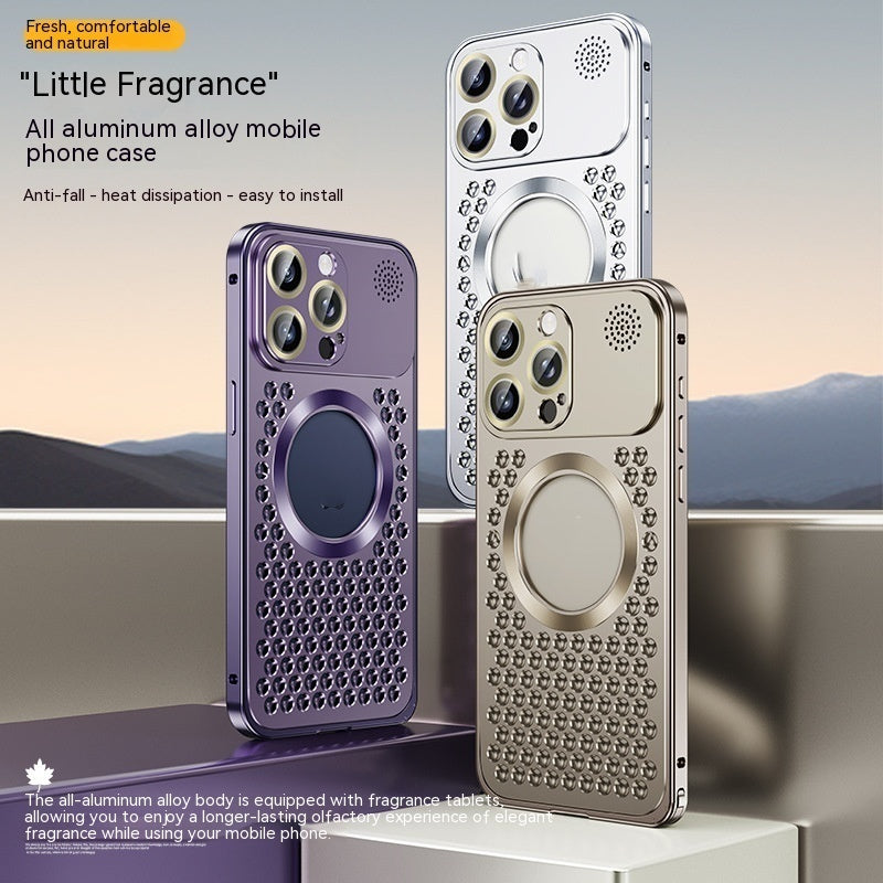 Téléphonie Aromathérapie Shell Metal Mesh Lens Aspiration magnétique