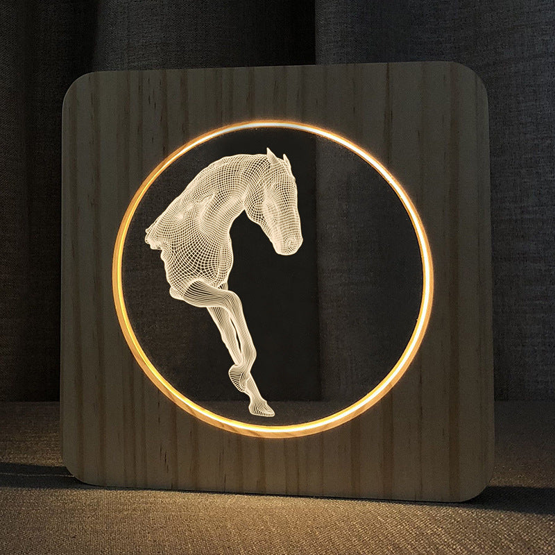 Lampe créative de cheval en bois