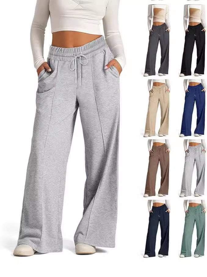 Printemps et été Style européen et américain Pure Couleur Casual Large-Leg String Elasti