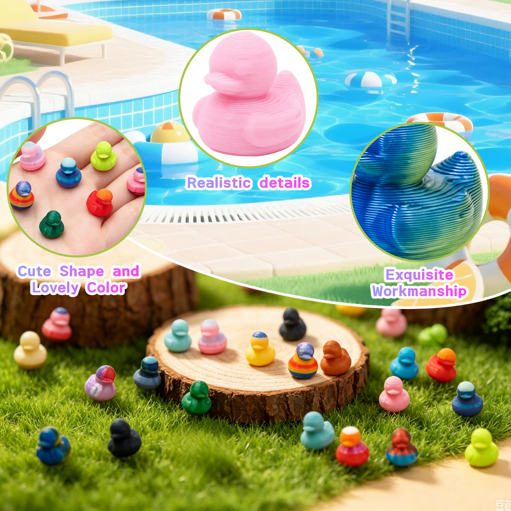 150PCS Mini Figurines de canard imprimées 3D