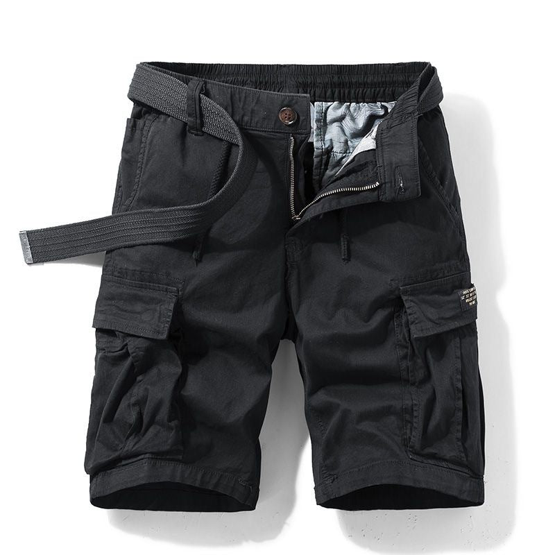 Army Green Cargo Shorts Homme d'été de style japonais Cityboy lourd pantalons occasionnels droite Vi