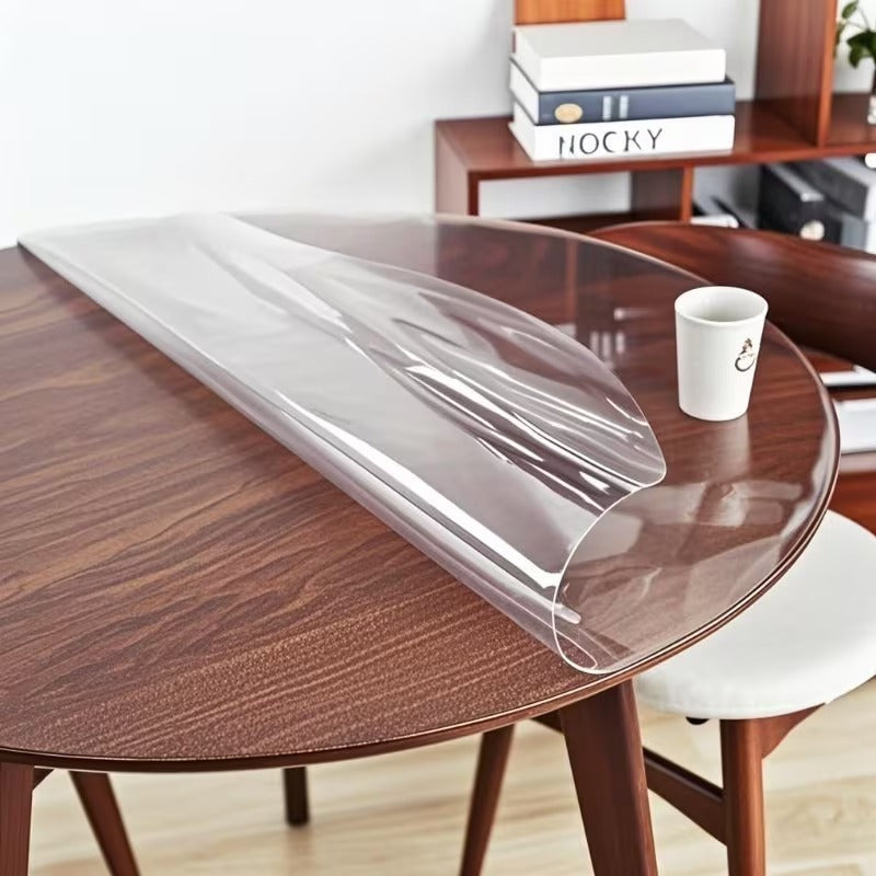 Couverture ronde en PVC 1,5mm Protecteur de table ronde résistant à la chaleur pour Roun