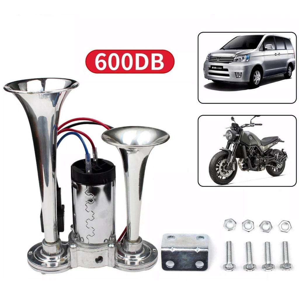 600DB Super Loud Car Truck Boat Dual Trumpet Train 12V Air Horn Compressor Kit