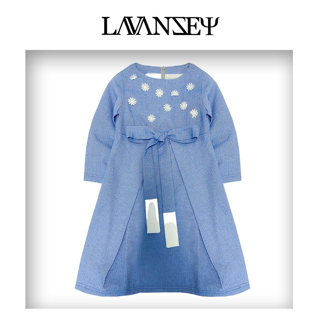 Filles Vieille Jupe Long Coton Doublure Princesse Bleu Coton Party Robe
