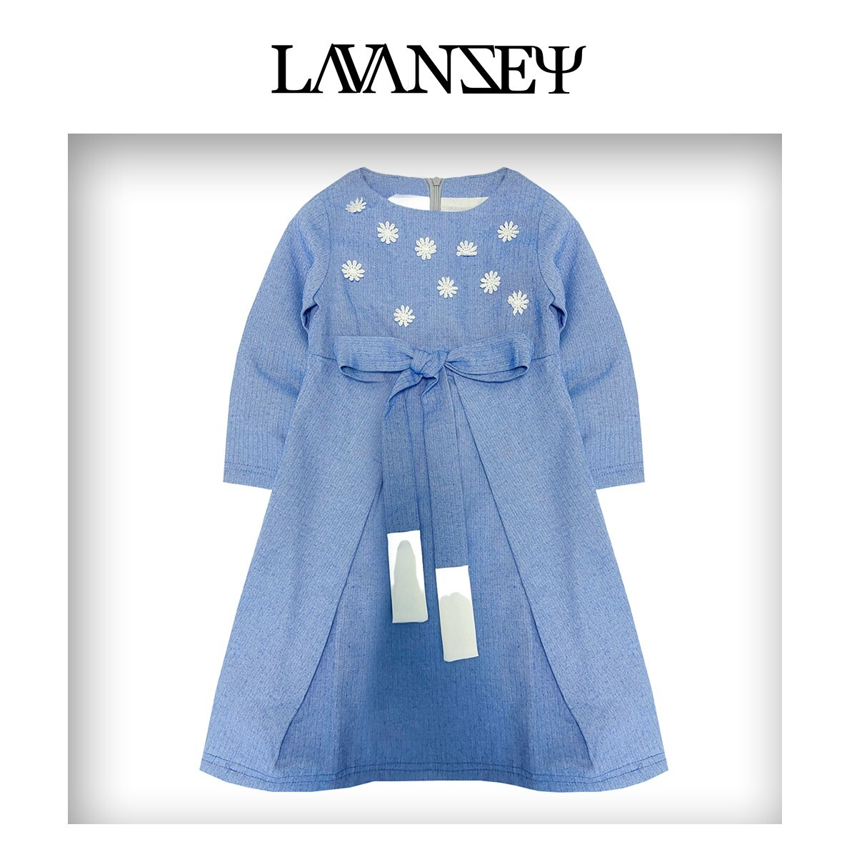 Filles Vieille Jupe Long Coton Doublure Princesse Bleu Coton Party Robe