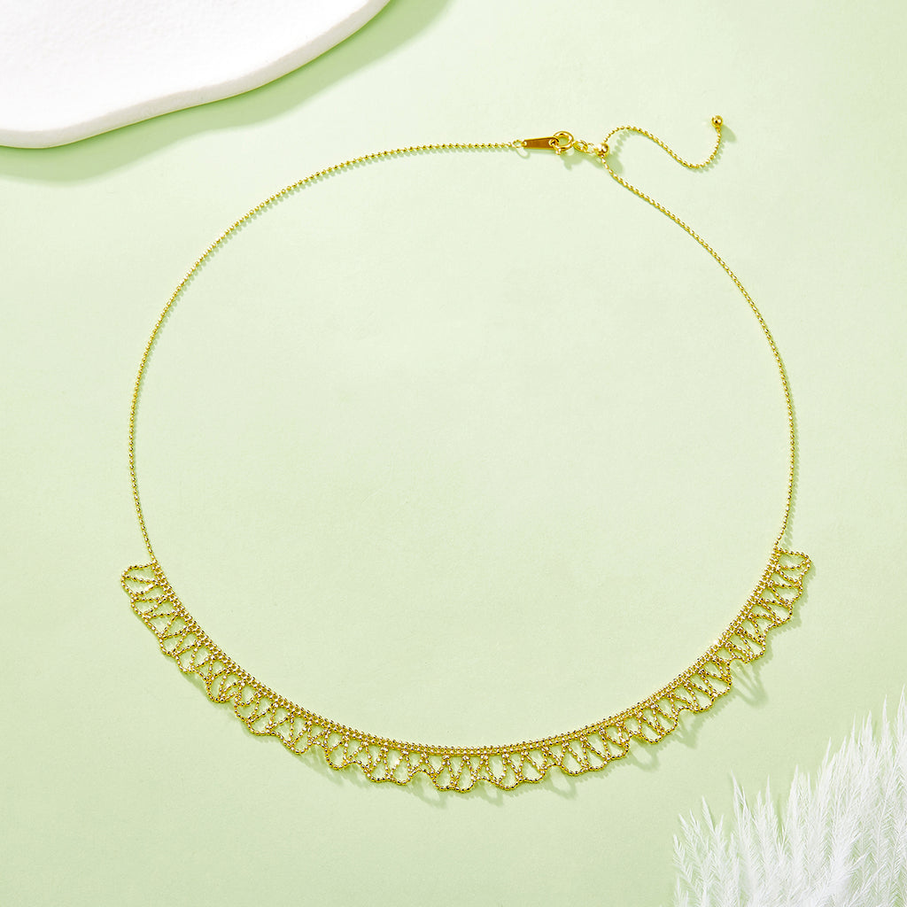 S925 Dentelle en Argent Sterling Collier de tissage 45cm réglable 4.4g 9,4mm Platine Gold Rose Gol