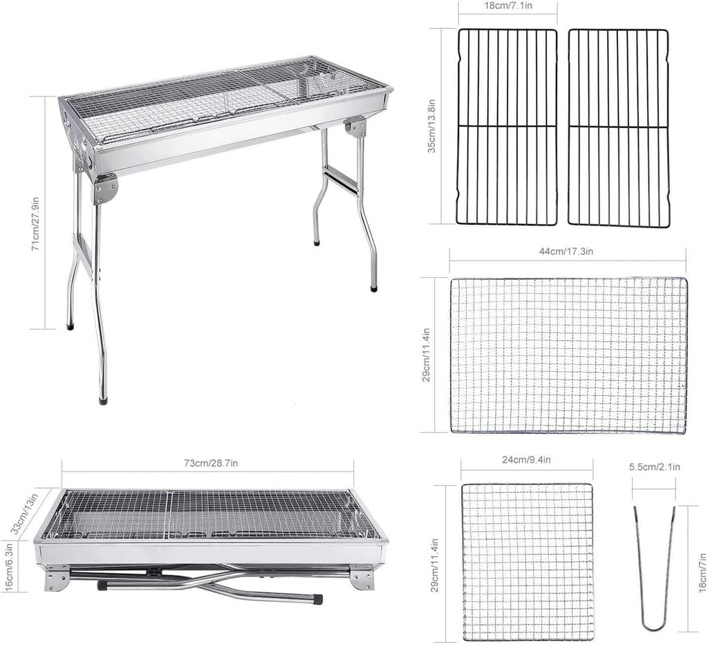 BBQ pliant Barbecue Barbecue Grill Acier Inox Jardin Pique-nique Camping Poêle