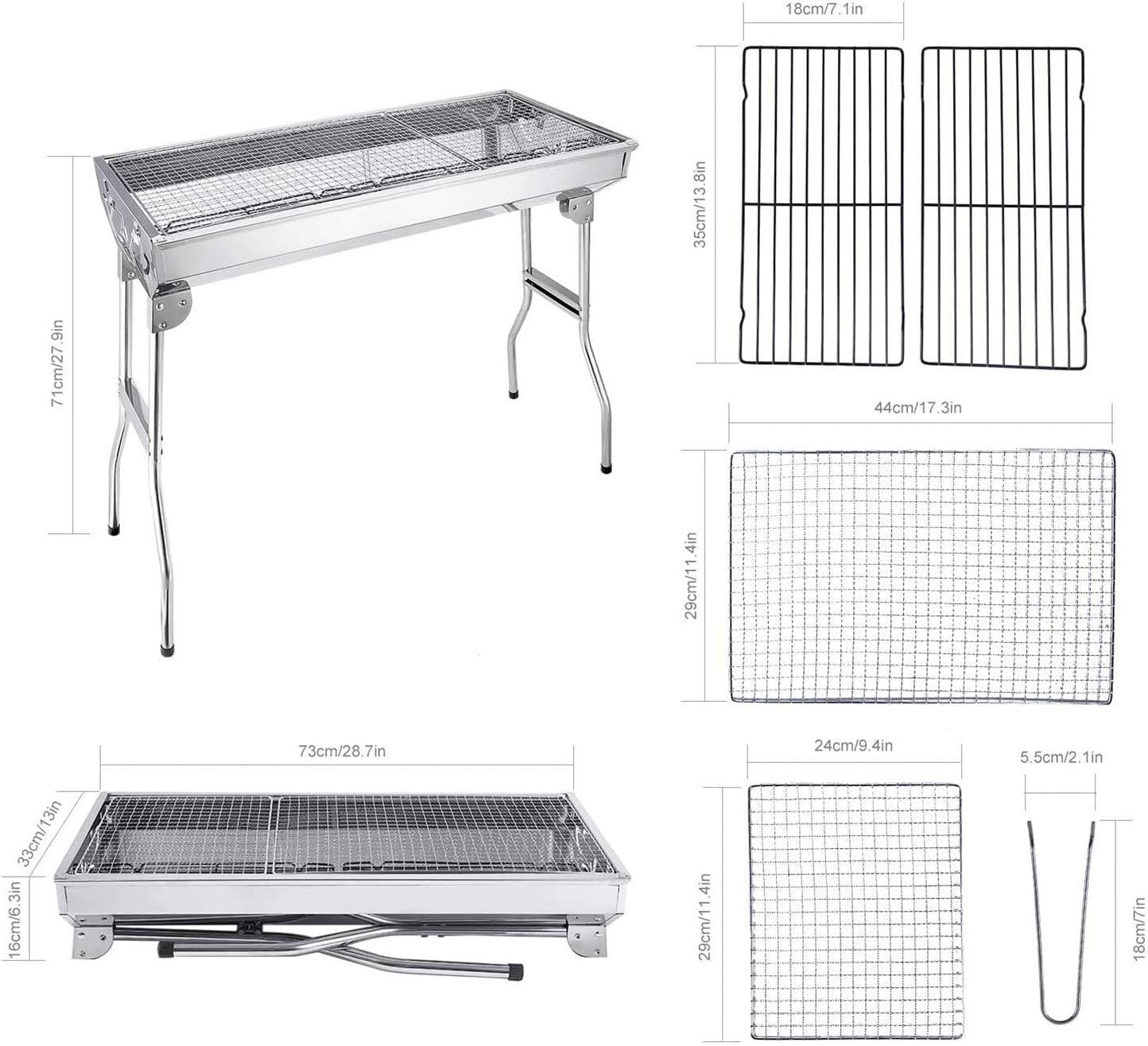 BBQ pliant Barbecue Barbecue Grill Acier Inox Jardin Pique-nique Camping Poêle