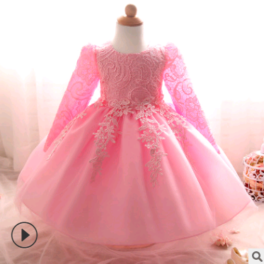 Robe fille à manches longues robe rose robe enfant robe