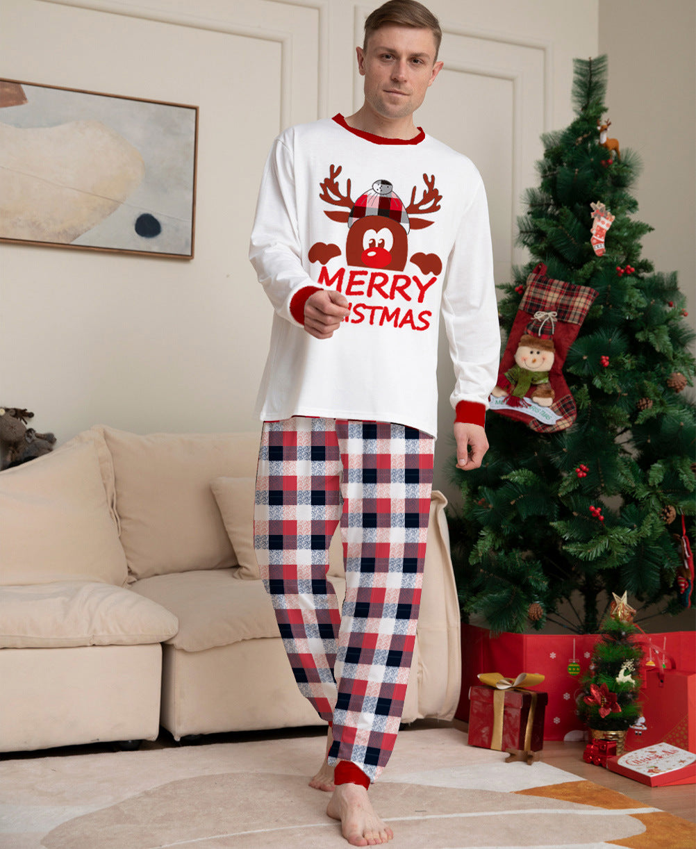 Style Plaid Deer Christmas Parent-enfant Pajama Suit