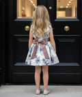 Filles Smoke Grey Summer Dree Floral Robe de cocktail avec Élégante Bow 1-9Y