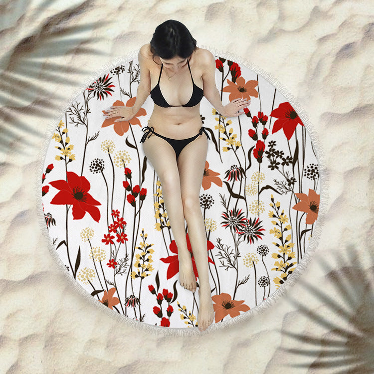 Serviette de plage fringée, serviette de bain ronde, serviette de plage