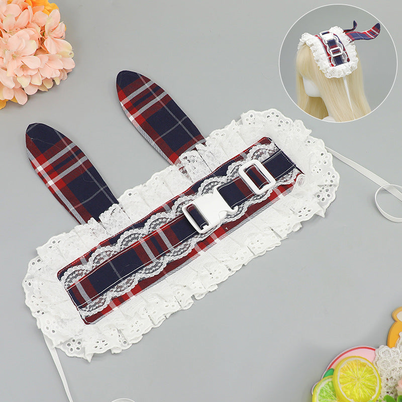 Ancien style pastoral ancienne sous-culture Retro Plaid Release Buckle Hair Band