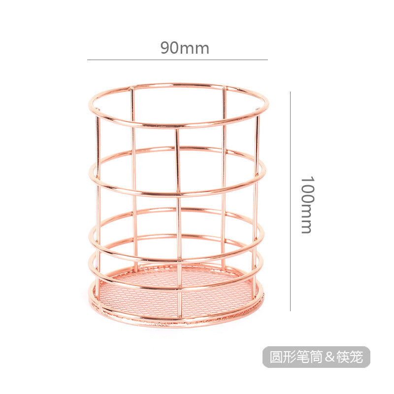 Fer rose or carré stylo rond support sundry bureau