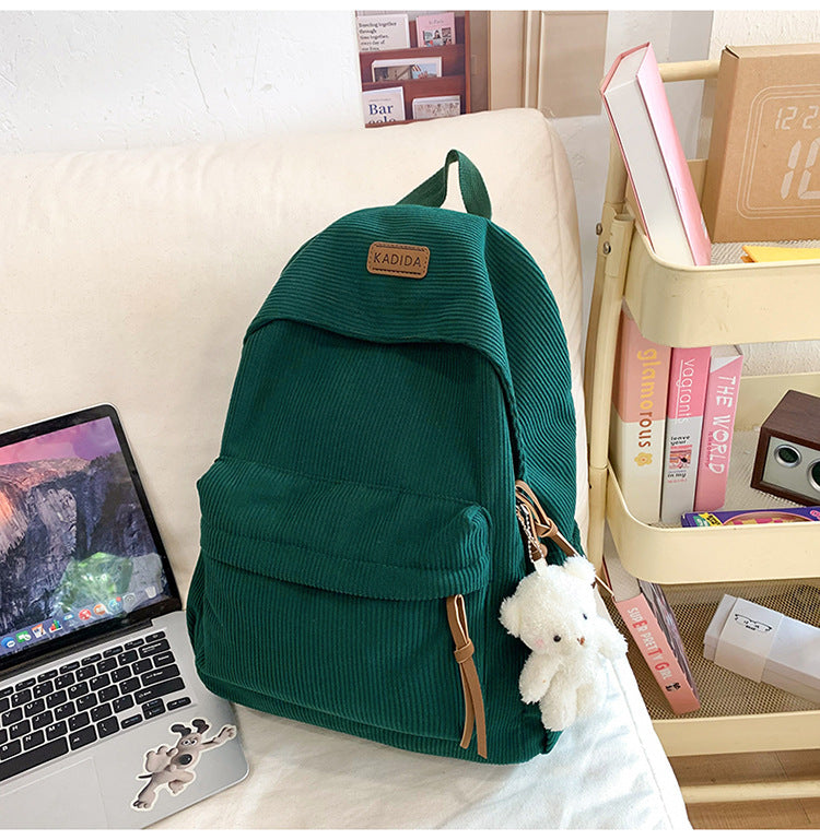 Sac à dos Corduroy de style Harajuku pour les cours de collège