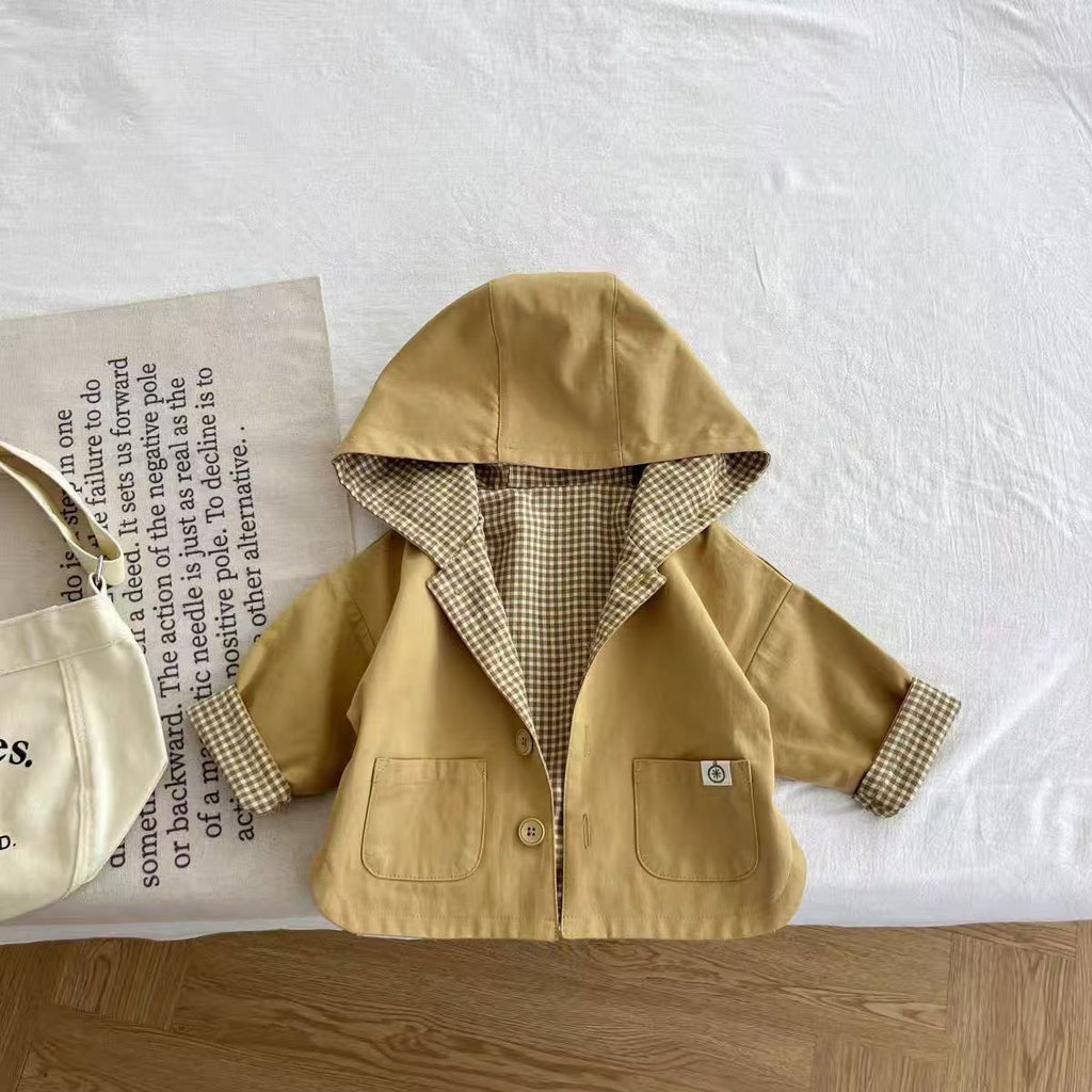 Manteau de trench à capuchon à la mode coréen pour garçons