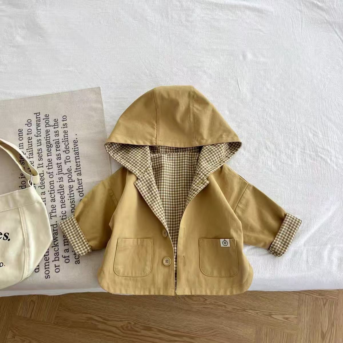 Manteau de trench à capuchon à la mode coréen pour garçons