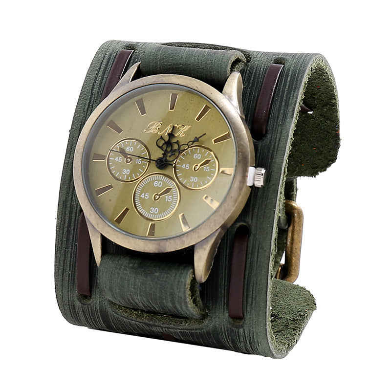 Bracelet Vintage montre en cuir large pour homme