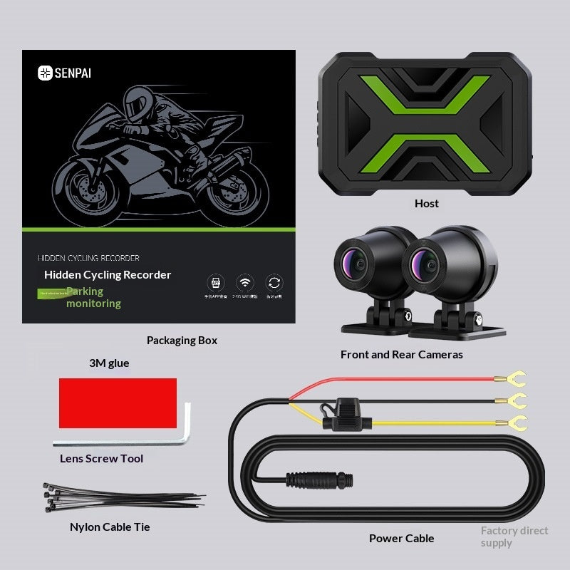 HD Front and Rear Dual-Lens Motorcycle Dash Cam