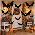 Décorations d'Halloween pour chauve-souris suspendues de 12 paquets 3 tailles assorties - Bat volant résistant aux intempéries