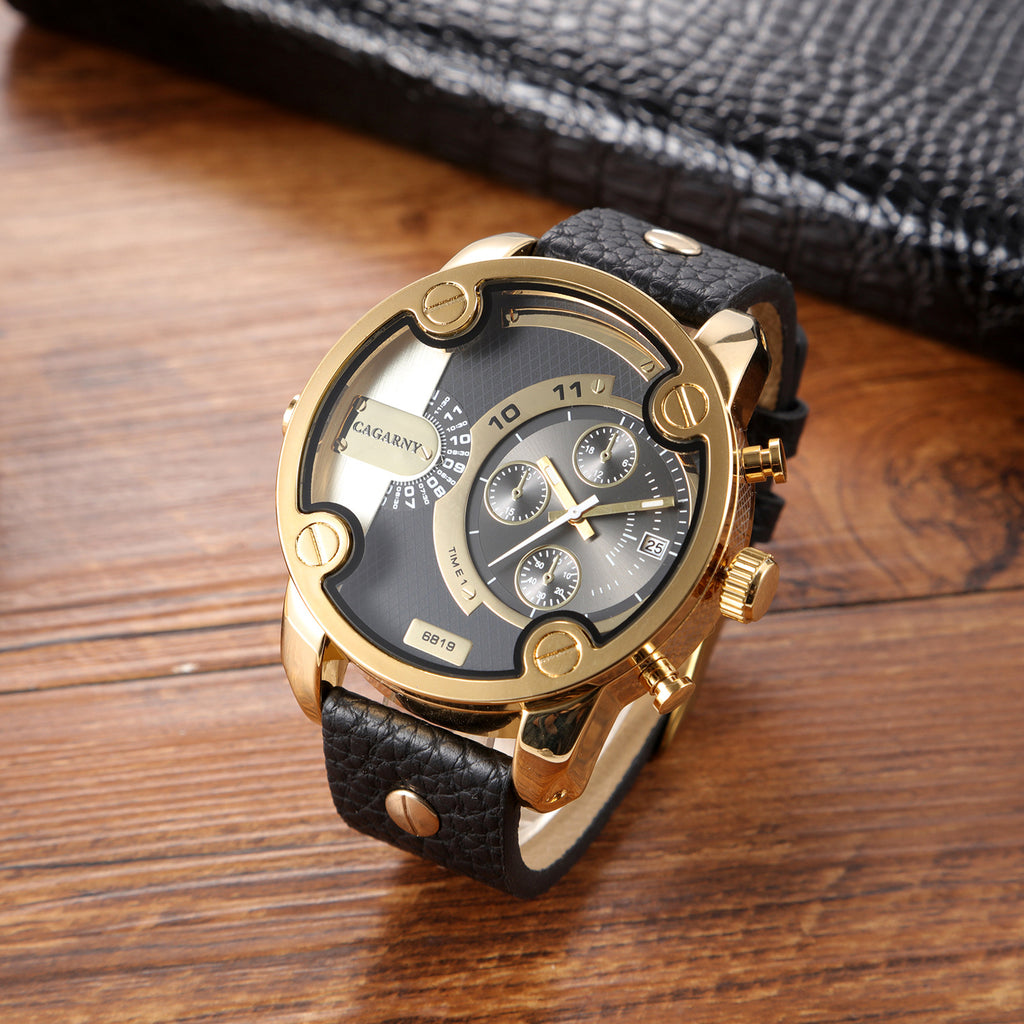 Grande Cadran Montres Quartz Calendrier Ceinture Style Montres Wrist Homme