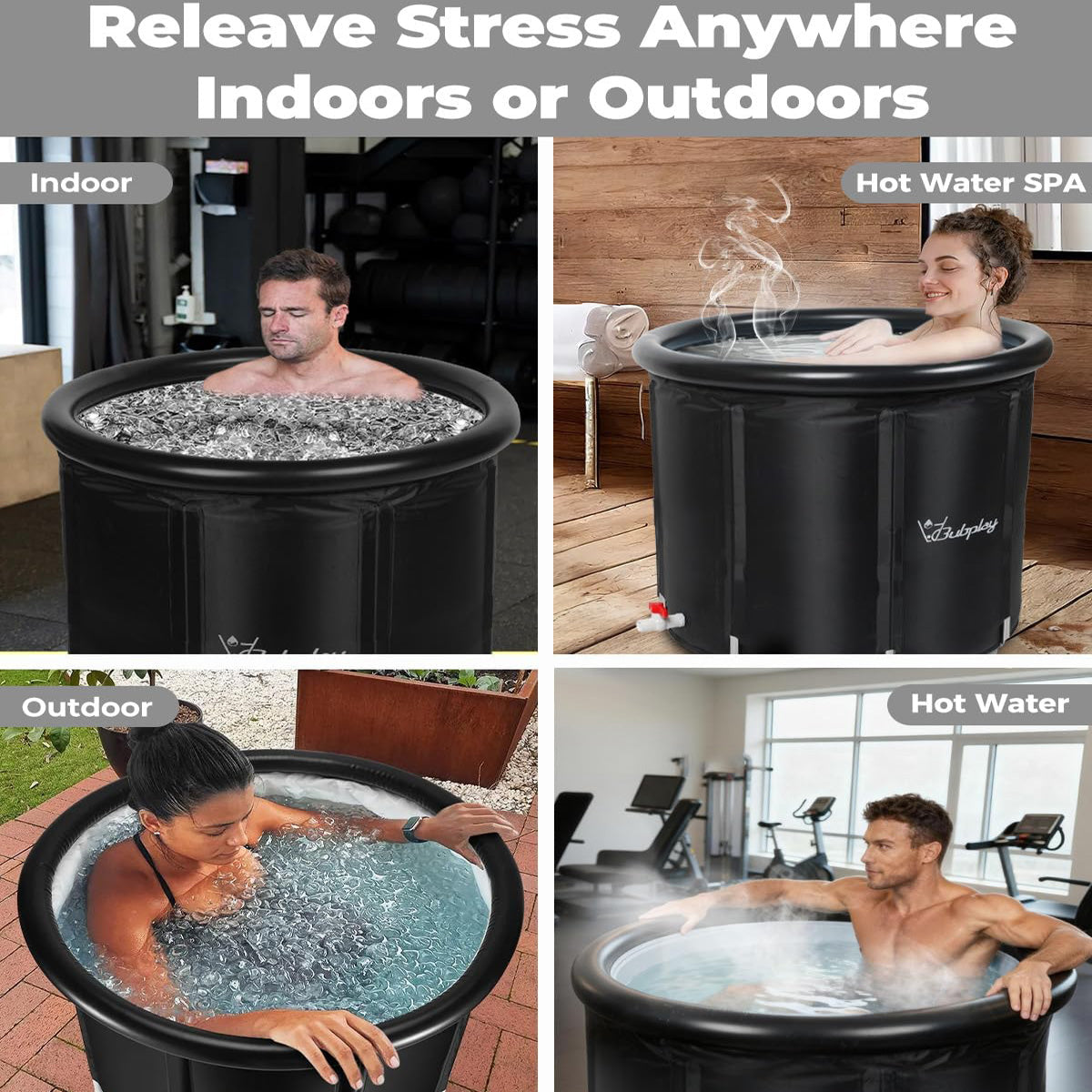 105 Gallon Ice Cold Plunge Tub with Cover for Indoor Outdoor Recovery