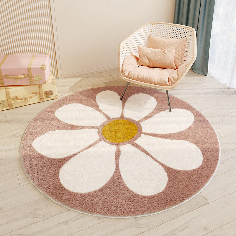 Cashmere-like Round Floor Mat Chambre à coucher mignon Rond Absorbant Non-dérapant Salon