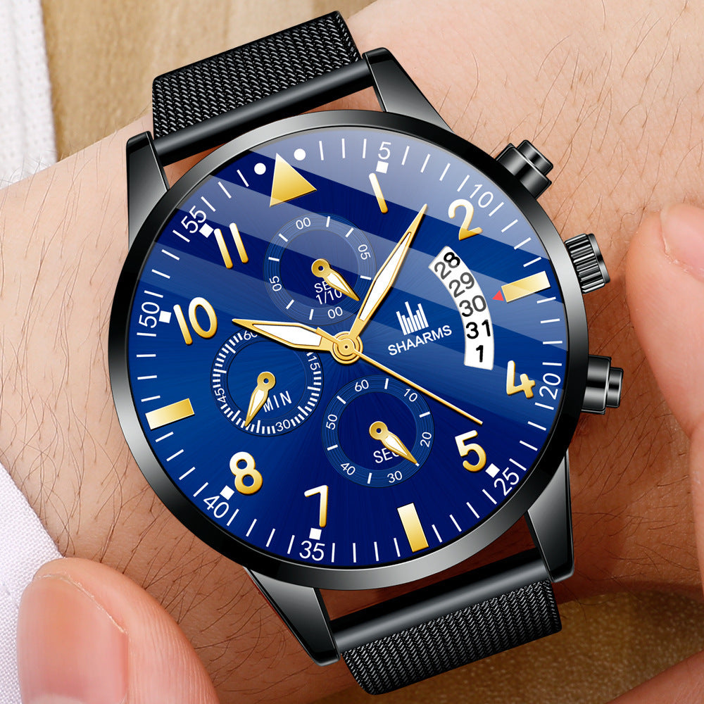 Concept Men's Mesh Strap Calendrier Montres Quartz
