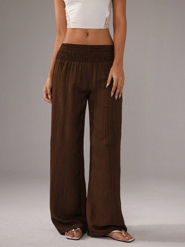Européen et américain-style Versatile Solid-color Elastic-waist Vacation Wear