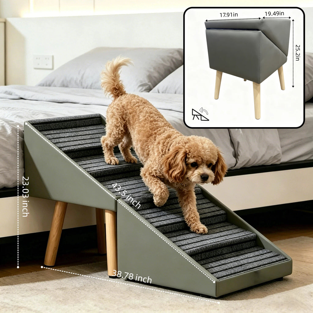 2-en-1 Échelles de chien pour lit et canapé 25.2" Rampe de chien pliable pour canapé 6 marches et Ottoma