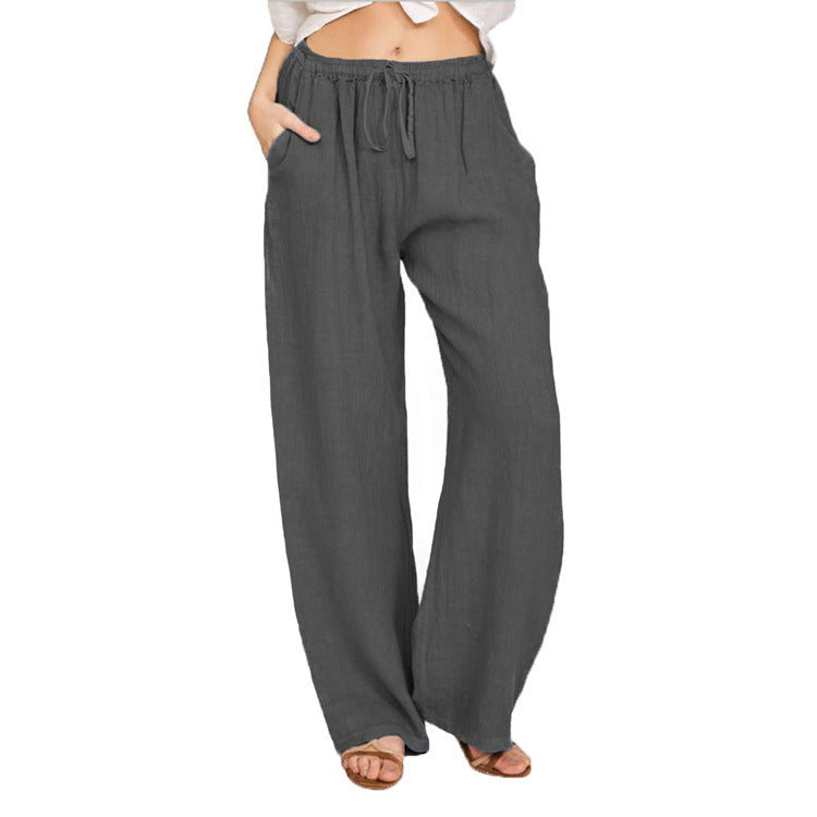 Linge de maison pour hommes Casual Loose Straight Long Pantalons Large-leg Respirant Linge de coton confortable