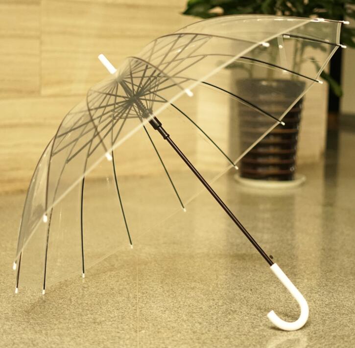 Grande poignée longue 16 Rib transparent parapluie