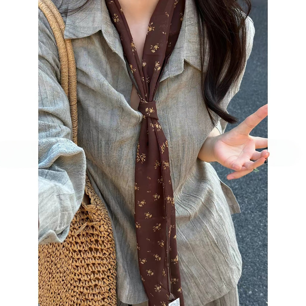 Women's Retro Print Silk Scarf