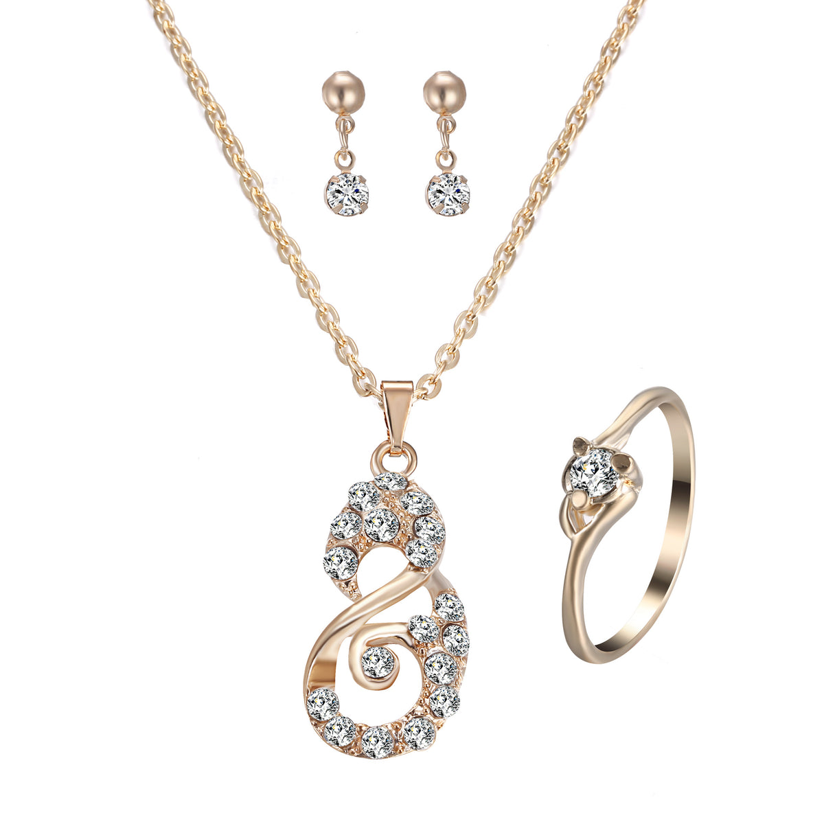 Pendentif coeur Bijoux Set Strass Bijoux